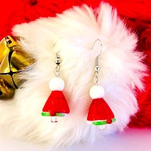 Glass Santa hat earrings. $7